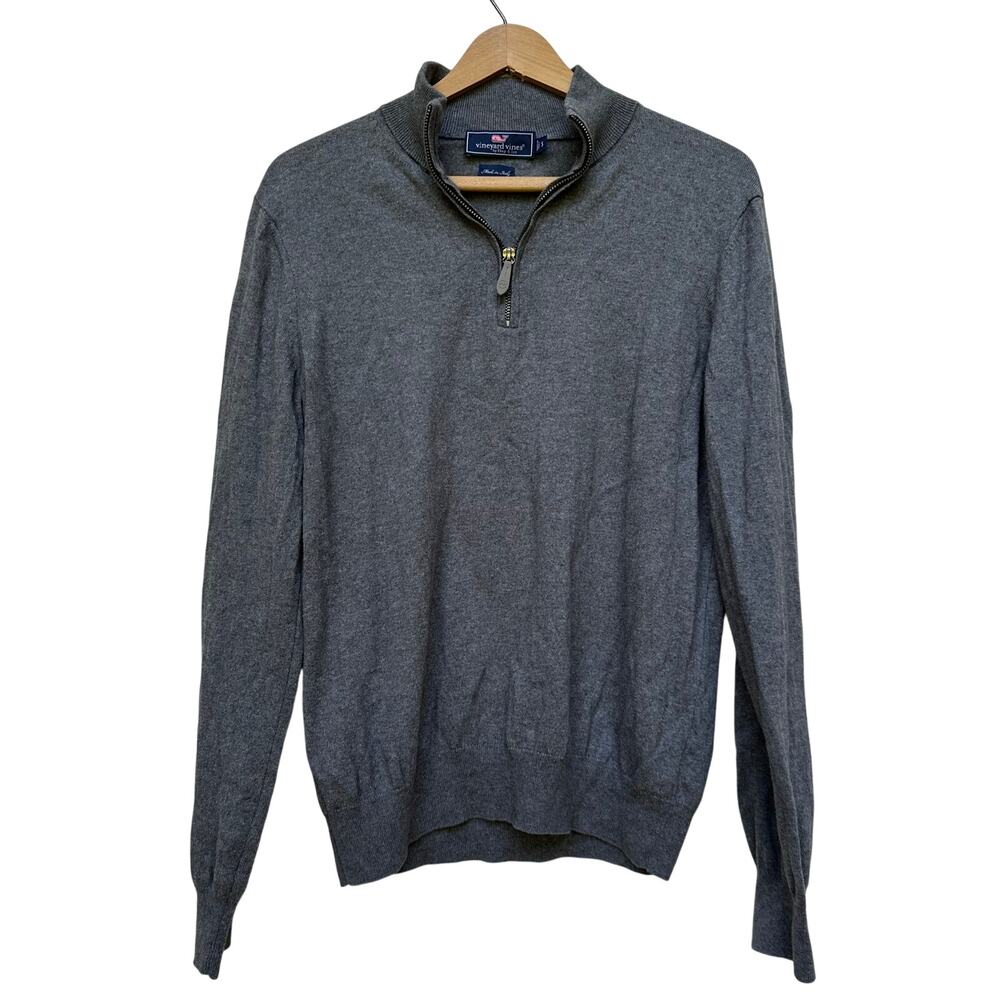 Vineyard Vines Men’s Grey Quarter Zip Sweater – Size S – Made in Italy
